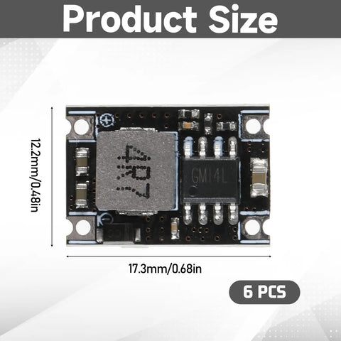 Six Pack 5V Buck Converter Modules Set 5V 30V To 5V DC DC Regulator Board MP1584EN 3A with dimensions and 6 pieces