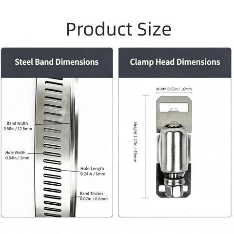 Get This 6.56 Ft Adjustable Stainless Steel Hose Clamp Strap With Screw Fasteners For Durable Repairs And A Custom Fit To Banish Leaks At The Shop, size chart