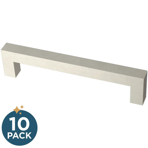Stainless Steel Modern Square Cabinet Pulls With Five And One Sixteenth Inch Hole Center For Cabinets, Drawers, Dressers, And Furniture