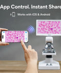 Digital Microscope With 7 Inch IPS Display Budget Friendly Wireless App Control Real Time Crystal Clear Viewing TV And PC Display Kid Friendly Classroom And Home Use Education Science Kit For Curious Students And Home Labs. App control microscope with phone and display sharing