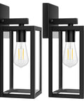Built Tough 2 Pack Waterproof Outdoor Wall Lanterns, Rust Resistant Black Sconces With Shatterproof Clear Glass.