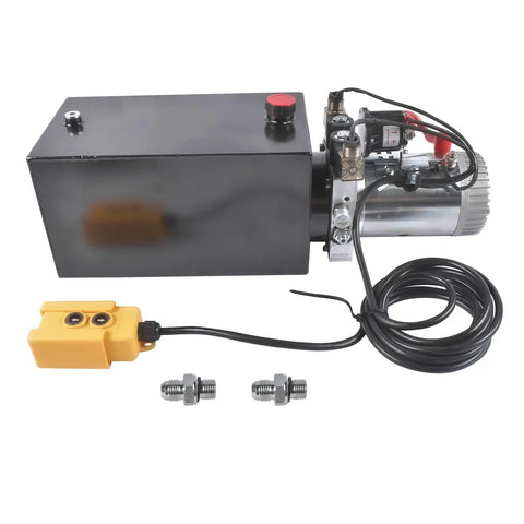 Beefy 10 Quart Hydraulic Power Unit With 1.6KW 12V DC Motor Double Acting Pump 3200 PSI Max Heavy Duty Metal Reservoir