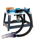 Rock Solid Benchtop Router Table Setup With Adjustable Aluminum Fence And Heavy Duty Dust Collection Kit featuring router and hose setup.