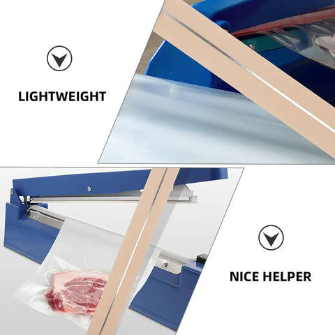 Image of 6 Piece Impulse Sealer Heat Wire Element Strips 18 Inch Long 8mm Wide Replacement Heating Seals in use sealing a bag with meat.