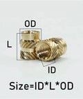 Brass heat insert nuts with size dimensions from All In One Screw And Nut Kit With Brass Heat Insert Nuts And Hex Socket Cap Screws From M2.5 To M8.