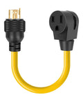Twist-Lock Welder Adapter Cord L14-30P Male To 6-50R Female, 1.5ft, showing black connectors and yellow cable