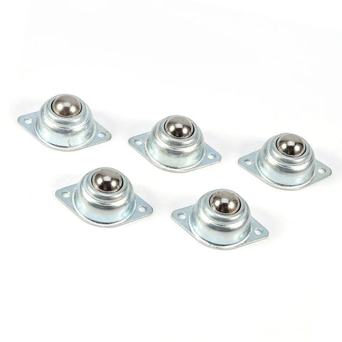 Ball Transfer Bearing Set Built For Heavy Duty Use With Flexible Rolling Steel Balls Zinc Plated For Conveying System And Bin Plate Fitment 5 Pieces Linear Motion Components For Smooth Material Handling, 5 zinc-plated ball transfer bearings