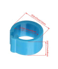 Close-up of blue pigeon leg band showing dimensions, part of 100 Pcs Pigeon Leg Bands 8mm Blue Identification Clip Rings Plastic Bird Markers