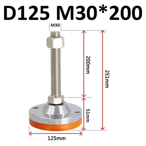 Badass Heavy Duty Furniture Leveling Feet Carbon Steel Adjustable Support Legs With Threaded Lifting Design For Uneven Ground Hella Stable No Fuss Quick Install Two Pack shown with dimensions and materials.