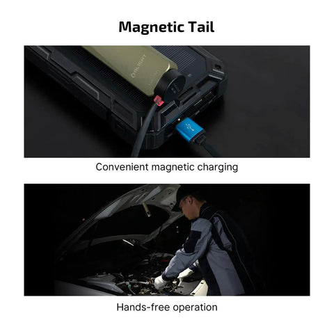 Arkfeld Ultra 1400 Lumen EDC Flashlight in olive green showing magnetic charging and hands-free operation