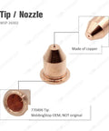 Copper electrode tip for Hobart AirForce 250Ci HP 25 Torch and AirForce 500I HP 50 Plasma Cutter, premium replacement consumable.