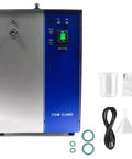 Top Tier Jewelry Steam Cleaner With Foot Pedal And Heavy Duty Stainless Steel Tank For Kicking Stubborn Dirt Loose On Gold Bands Silver Charms Glasses And Dentures Straight Up Brilliant Shine Every Single Time. Front view showing controls and accessories.