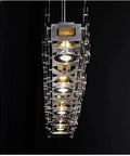 Slick Postmodern Led Pendant Lamp Bringing That Sick Dining Room Vibe With A Minimalist Modern Chandelier Design, chrome finish, overhead view.