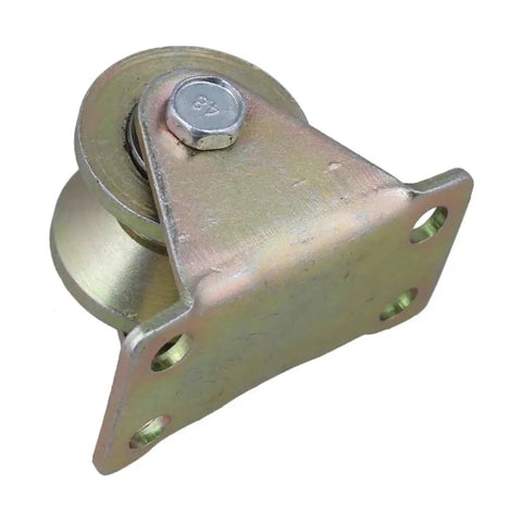 Badass 2 Inch V Groove Steel Caster Wheel For Sliding Gate And Industrial Carts Rock Solid Rigid Pulley Trolley Wire Rope Guided And 200 Kg Capacity Built Like A Tank close-up image showing the metal structure and mounting bracket.
