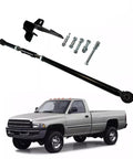 Front Adjustable Track Bar With Relocation Bracket For 0 To 4 Inch Lift Dodge Ram 1994 Through 2002 4x4 4WD 1500 2500 3500 Heavy Duty Carbon Steel Powder Coated Black installed with hardware