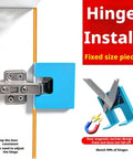 Hinge Mate Adjustable Door Hinge Jig With Magnetic Locking for quick install, shown securing a hinge on a cabinet