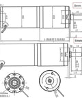 Diagram of Mini Planetary Gear Motor 12V Or 24V Equipped With A Robust 32Mm Gearbox Reducer showing dimensions and axes.