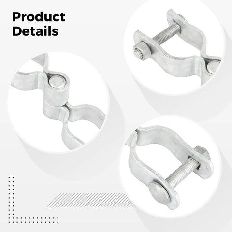 Close-up of Heavy Duty Steel Gate Hinge For Chain Link Fence One And Three Eighths Inch Round Post Hinge With Bolt Fixing Gate Clamp