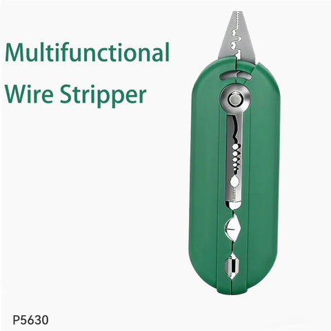 Compact Palm Sized Multifunctional Cable Stripper For Networking Cables Lightweight Wire Stripping Tool For Cat5 And Cat6 Ethernet Installations, green metal wire stripper with ergonomic design.