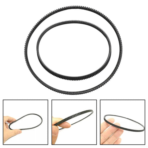 Set Of Two Premium Polyurethane Lathe Belts For Mini Metal Lathes Models 5M375 And 5M387 featuring different angles and details.