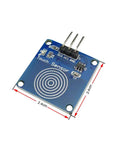 Close-up of a TTP223B capacitive touch sensor board, measuring 2.4cm, part of the Ten Pack TTP223B Capacitive Touch Sensor Module Inching Tact Switch DIY Kit For Prototyping And Hands Free Touch Activation Low Power Output Easy To Use Touch Switch Board.