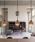 Industrial Modern 3D Colorful Glass Pendant Light 9 Point Eight Inch Eye Catching Fireworks Globe Hanging Lamp