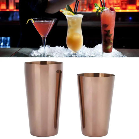Heavy Duty 304 Stainless Steel Cocktail Shaker Set And Bartender Kit With Slick Mirror Polish for mixing drinks with rose gold finish.