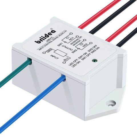 Heavy Duty DPST Relay Module 8A 24V AC DC Control, 1NO 1NC, Double Pole Single Throw, White Case with Input and Output Wires