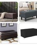 Rectangle Ottoman Cover For Outdoor Patio Furniture, Built to Last, Heavy Duty 12 Oz PVC Coated Polyester shown on ottoman