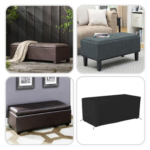 Rectangle Ottoman Cover For Outdoor Patio Furniture, Built to Last, Heavy Duty 12 Oz PVC Coated Polyester shown on ottoman