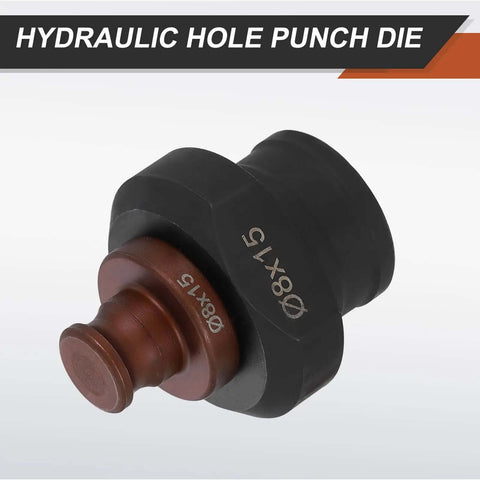 Hydraulic Hole Punch Die Set 8x15mm Oval Hole For Electric Punching Machine MHP 20 JP 20 in burgundy black, side view.