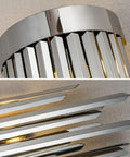 Modern Minimalist Wall Sconce Lighting Fixtures For Bedroom And Hallway Sleek Stainless Steel Build With Cozy Glow Next Level Space Maker For Living Rooms And Hotels 25 To 80 Cm Fits close-up view of reflective stainless steel slats.