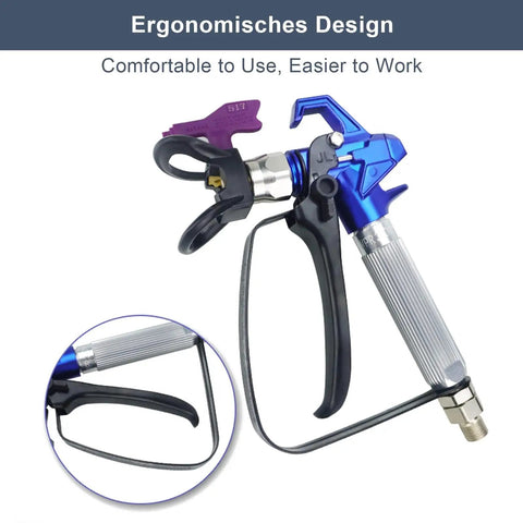 Professional Grade Airless Paint Sprayer Delivering Badass 3600 Psi Output Through A Reversible 517 Nozzle close-up view of ergonomic trigger design.