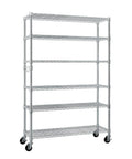 Heavy Duty Wire Shelving Unit 82 Inches Tall Featuring Adjustable Steel Racks That Split Into Independent Multi Tier Storage Organizers No Sweat Assembly For Garage Or Basement with chrome finish.