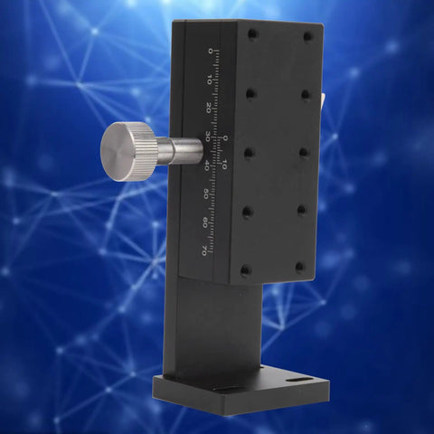 Manual Trimming 1 Axis Linear Stage With 10 Micron Resolution For DIY Projects And Pro Grade Precision, scaled black metal stage with knob