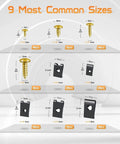Image showing different size U-clips and screws from the 170 Piece Car U Clip And Screw Kit With 10 Sizes For Dash Panels Door Trim Bumpers And Interiors Pro Grade Heavy Duty Automotive U Nut Clip Set By OTUAYAUTO Heat Treated Steel.