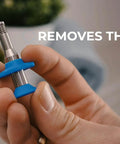 Close up of Tweezy Nose And Ear Hair Remover For Men And Women, Pain Free Precision Grooming Tool held by hand to show design.