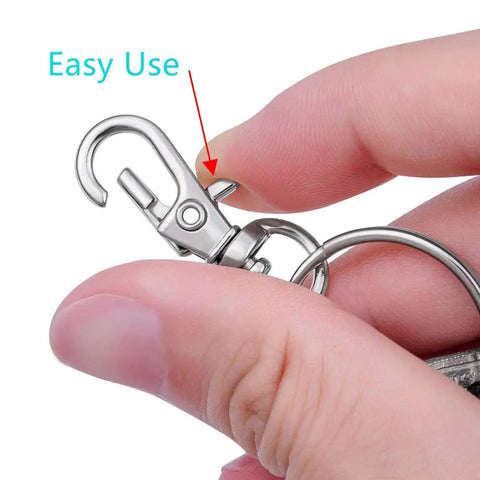 120 Piece Zinc Alloy Swivel Snap Hooks With Rugged Key Rings For Jewelry Crafting And Gear Building Hella Durable Top Shelf Metal Hardware Clasps Straight Up Built To Last - hand using swivel hook