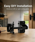 Heavy Duty Self Locking Gate Latch With Gravity Lock For Wooden Fences, Auto Lever Action Gate Lock, no-fuss post-mount black hardware