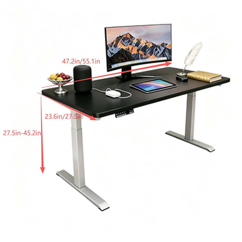 Heavy Duty Dual Motor Electric Standing Desk Adjustable Height Office Gaming Table Silent Lift Smooth Matte Finish Sturdy Steel Frame with monitor and accessories