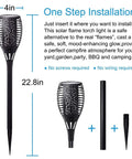 Solar Torch Lights With Flickering Flame For Outdoor Yards And Pathways, Waterproof IP65 Tiki Torches shown with easy assembly parts
