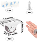 8 Pcs Tiny 1 Inch Caster Wheels Low Profile One Way Rubber Casters For Furniture And Large Containers With Screws And Adhesive