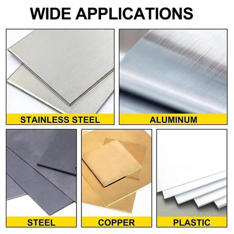 Wide applications of the Pro-Grade 10 Ton Hydraulic Hole Punch Cutter Kit For Electric Conduit And Sheet Metal, use on steel and plastic.