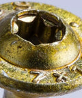 Close-up of washer head on RSS Three Eighths Inch By Six Inch Screws Fifty Count With Zip Tip Technology Heavy Duty Lag Screw Alternative