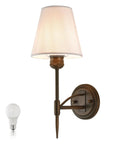 YS.ESUDSI Vintage Wall Sconces with White Fabric Shade Hardwired E26 Base elegantly displayed with white shade and brass finish.