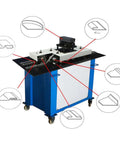 Electric Sheet Metal Seaming Machine For 0.02 To 0.05 Inch Thick Sheets 220V with seam shape options shown on rollers.
