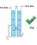 Heavy Duty Clear Vinyl Tub Shower Bottom Guide For Frameless Glass Doors Snap In Track Runner With Soft Glide Fins detail illustration of 3/8 in. glass fit.