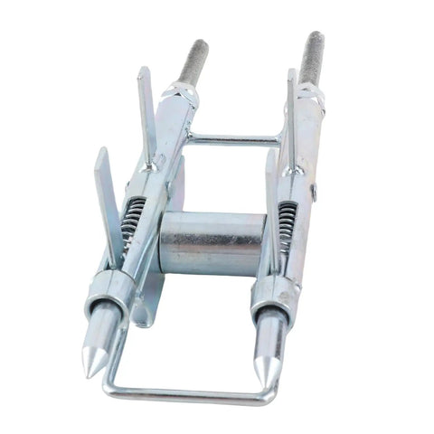Job Site Ready Cable Threading Aid For Electricians Heavy Duty Steel Wire Pulling Pulley with smooth metal finish and adjustable clamps.