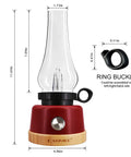 Rechargeable Bedside Lamp Portable Lantern With 3 Light Modes 5000mAh Battery Dimmable Night Light For Bedroom Living Room Office And Outdoor Camping Red with dimensions and ring buckle feature