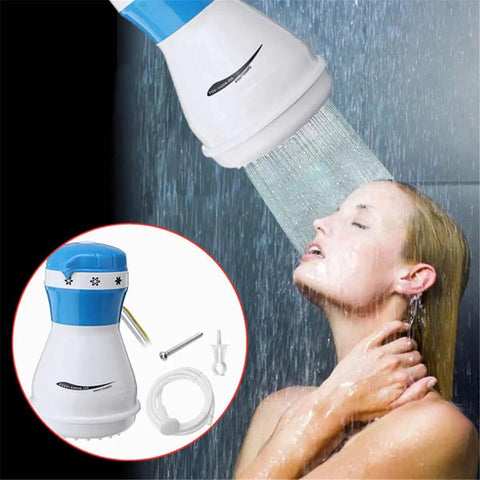 Woman using Fast Heat Instant Water Heater For Shower And Faucet 5400W 110V Electric Bath Heater With 3 Gear Adjustable Temperature